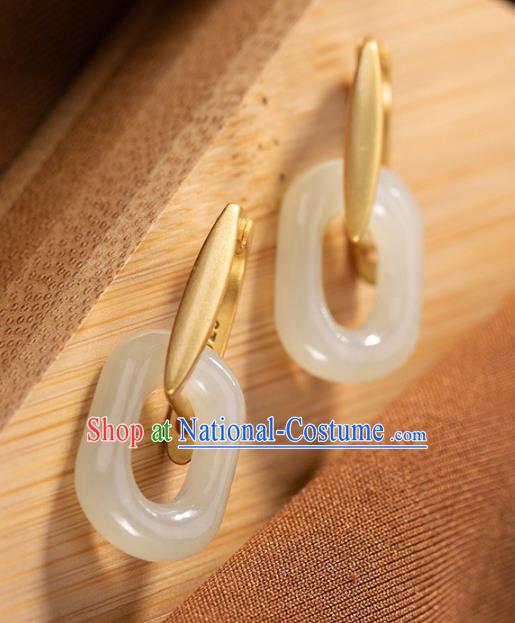 Handmade Chinese Traditional Jade Ear Accessories Classical Cheongsam Earrings Jewelry