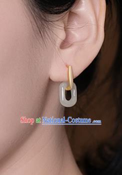 Handmade Chinese Traditional Jade Ear Accessories Classical Cheongsam Earrings Jewelry