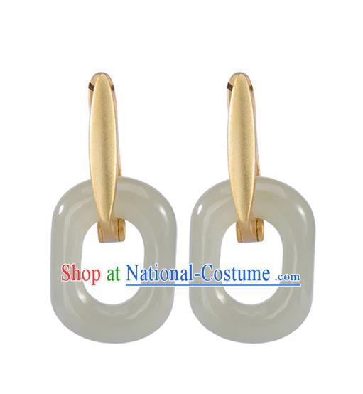 Handmade Chinese Traditional Jade Ear Accessories Classical Cheongsam Earrings Jewelry