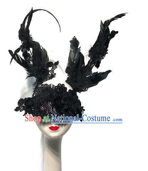 Top Fancy Ball Decorations Lace Blinder Halloween Cosplay Flowers Mask Stage Performance Black Feather Face Accessories