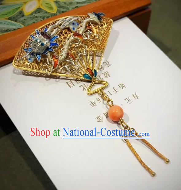 China Ancient Court Queen Cloisonne Brooch Traditional Qing Dynasty Golden Filigree Breastpin Jewelry Accessories