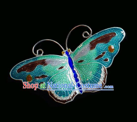 China Jewelry Accessories Ancient Court Queen Breastpin Traditional Qing Dynasty Enamel Butterfly Brooch