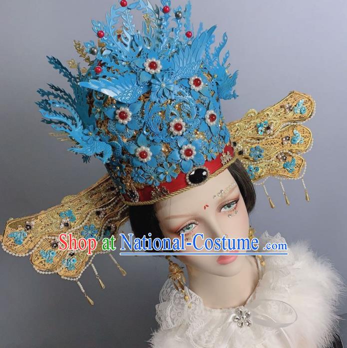 China Traditional Ming Dynasty Court Queen Luxury Hat Wedding Headwear Ancient Imperial Empress Phoenix Coronet