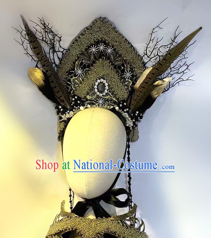 Handmade Baroque Queen Hair Accessories Stage Show Cosplay Headpiece Brazilian Carnival Royal Crown Headwear