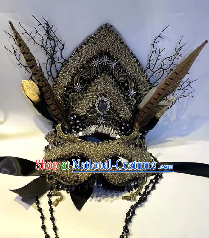 Handmade Baroque Queen Hair Accessories Stage Show Cosplay Headpiece Brazilian Carnival Royal Crown Headwear