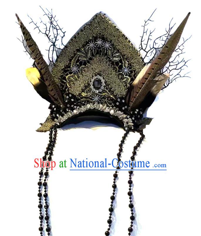 Handmade Baroque Queen Hair Accessories Stage Show Cosplay Headpiece Brazilian Carnival Royal Crown Headwear