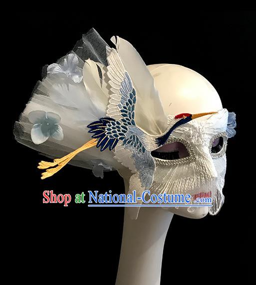 Top Fancy Ball Decorations Halloween Cosplay Mask Embroidered Crane Blinder Stage Performance Face Accessories