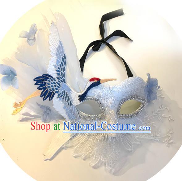 Top Fancy Ball Decorations Halloween Cosplay Mask Embroidered Crane Blinder Stage Performance Face Accessories