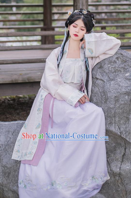 China Song Dynasty Young Beauty Historical Clothing Traditional Costume Ancient Hanfu Dress for Women