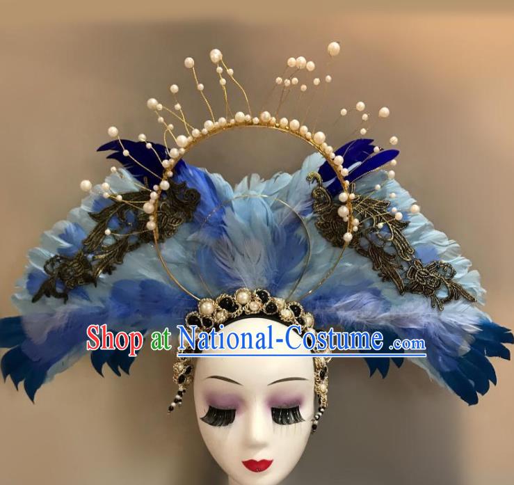 Handmade Halloween Feather Wings Hair Accessories Stage Show Headpiece Brazilian Carnival Cosplay Queen Headwear