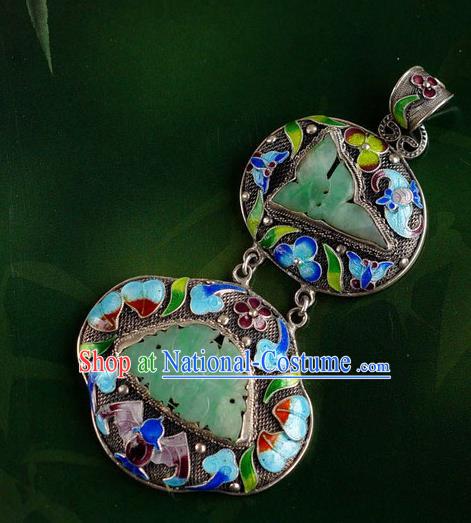 China Traditional National Jade Jewelry Accessories Handmade Cloisonne Bat Necklace Pendant