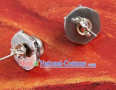 Handmade Silver Earrings Chinese Cheongsam Ear Accessories Traditional Carnelian Jewelry