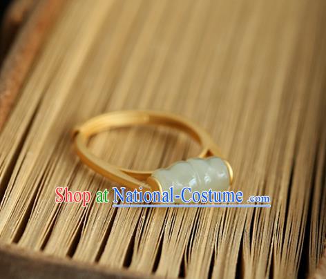 China Handmade Jade Bead Ring Traditional Jewelry Accessories Golden Circlet