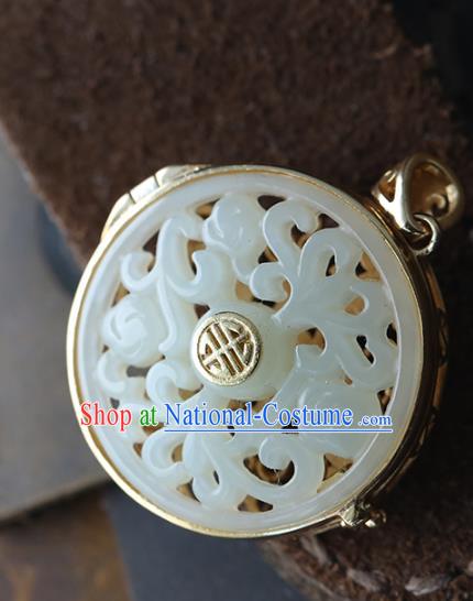 China Classical Silver Sachet Accessories Traditional National Gems Jewelry Handmade Jade Necklace Pendant