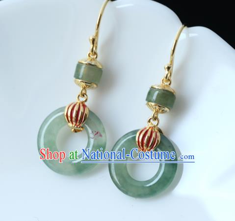 Handmade Chinese Jade Earrings Traditional Ear Jewelry Silver Accessories