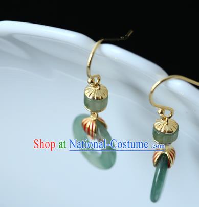 Handmade Chinese Jade Earrings Traditional Ear Jewelry Silver Accessories