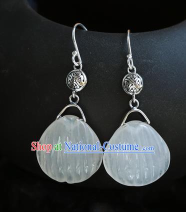 Handmade Chinese Traditional Quartz Ear Jewelry Eardrop Accessories Classical Cheongsam Silver Earrings