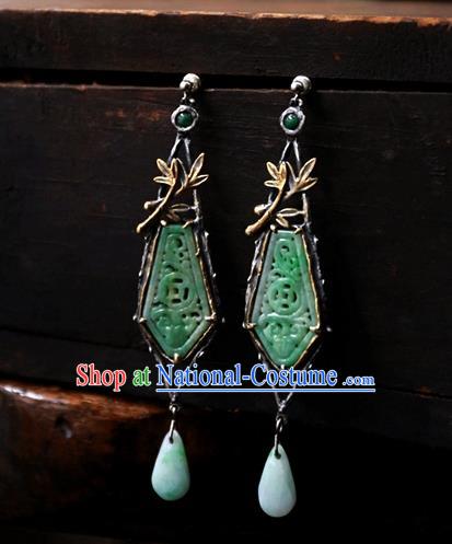 China Handmade Jade Ear Accessories Traditional Cheongsam Earrings National Jewelry