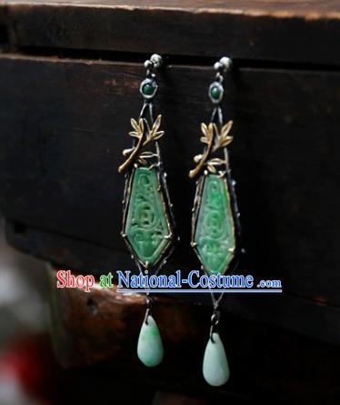 China Handmade Jade Ear Accessories Traditional Cheongsam Earrings National Jewelry