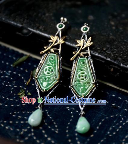 China Handmade Jade Ear Accessories Traditional Cheongsam Earrings National Jewelry