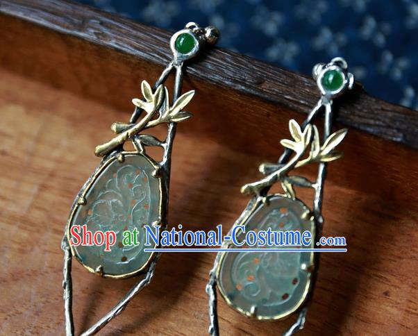 China National Jade Jewelry Traditional Cheongsam Earrings Handmade Ear Accessories