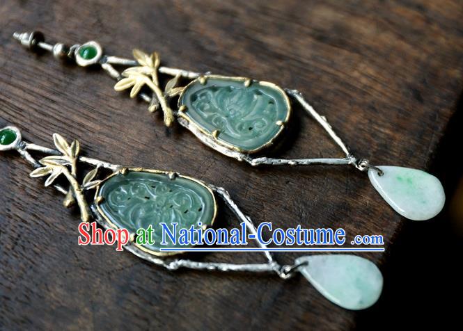 China National Jade Jewelry Traditional Cheongsam Earrings Handmade Ear Accessories