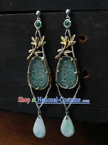 China National Jade Jewelry Traditional Cheongsam Earrings Handmade Ear Accessories