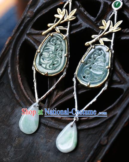 China National Jade Jewelry Traditional Cheongsam Earrings Handmade Ear Accessories