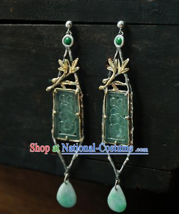 China National Cheongsam Earrings Traditional Wedding Jewelry Handmade Ear Accessories Jade Products