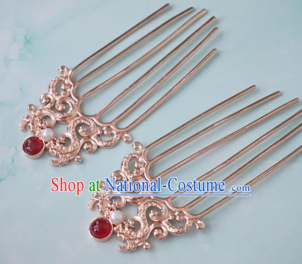 China Tang Dynasty Palace Lady Hair Combs Traditional Hanfu Hair Accessories Ancient Noble Woman Hairpins