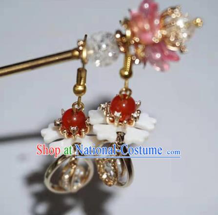 China Cheongsam Classical Earrings Traditional Ming Dynasty Jewelry Ornaments Handmade Ancient Princess Ear Accessories