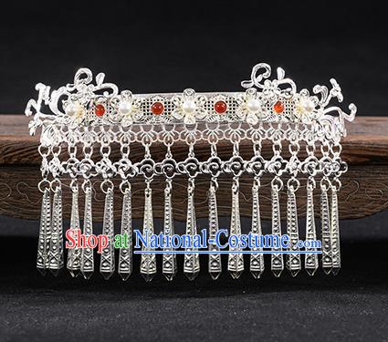 China Tang Dynasty Argent Tassel Hair Crown Traditional Hanfu Hair Accessories Ancient Princess Hairpins