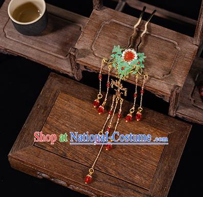 China Qing Dynasty Imperial Concubine Hair Stick Traditional Hanfu Hair Accessories Ancient Court Woman Tassel Hairpins