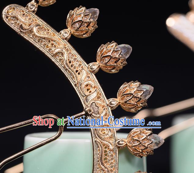 China Ancient Empress Hair Crown Hairpins Traditional Hanfu Hair Accessories Ming Dynasty Imperial Concubine Tassel Step Shake