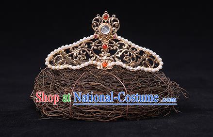 China Ancient Empress Hair Crown Hairpins Traditional Hanfu Hair Accessories Ming Dynasty Imperial Concubine Tassel Step Shake