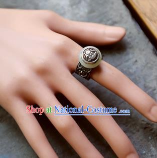 China National Jade Ring Traditional Handmade Silver Jewelry Accessories