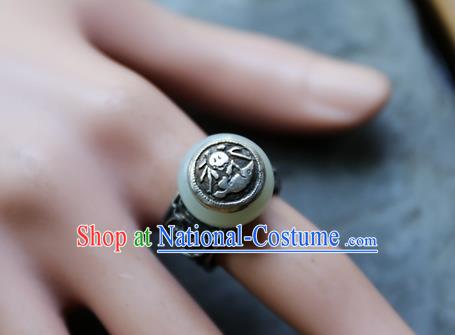 China National Jade Ring Traditional Handmade Silver Jewelry Accessories