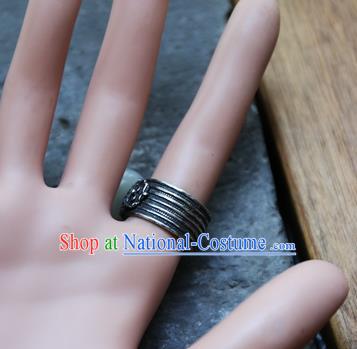 China National Jade Ring Traditional Handmade Silver Jewelry Accessories