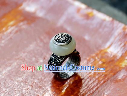 China National Jade Ring Traditional Handmade Silver Jewelry Accessories