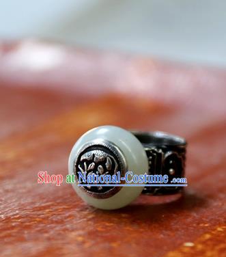 China National Jade Ring Traditional Handmade Silver Jewelry Accessories