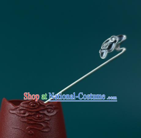 China Handmade Silver Carving Cloud Hairpin Traditional Hair Accessories Classical Cheongsam Hair Stick