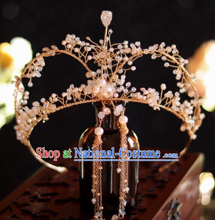 Top Wedding Beads Royal Crown Wedding Jewelry Ornaments Handmade Princess Crystal Hair Accessories