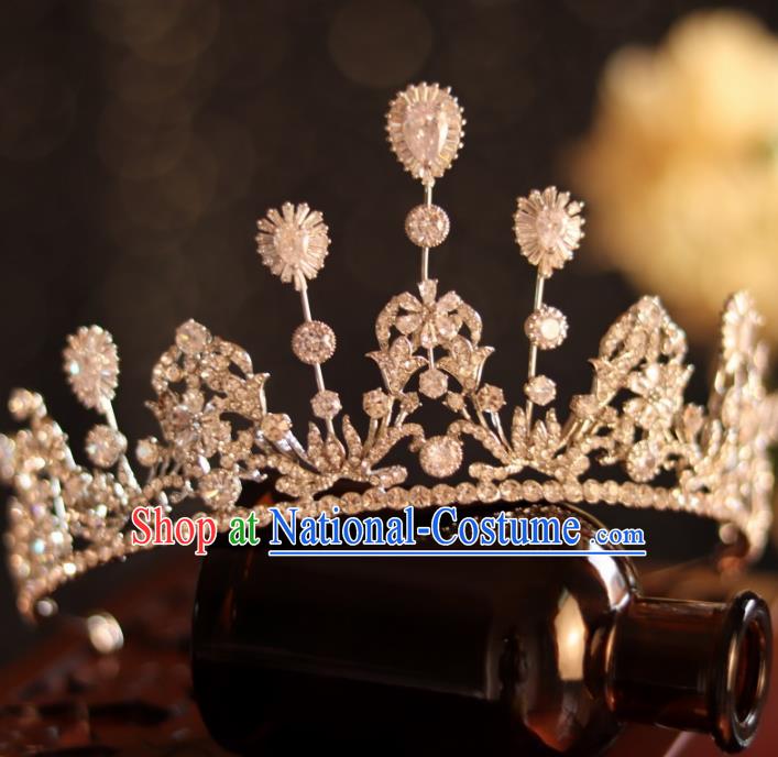 Top Bride Zircon Jewelry Ornaments Handmade Wedding Royal Crown Princess Crystal Hair Accessories