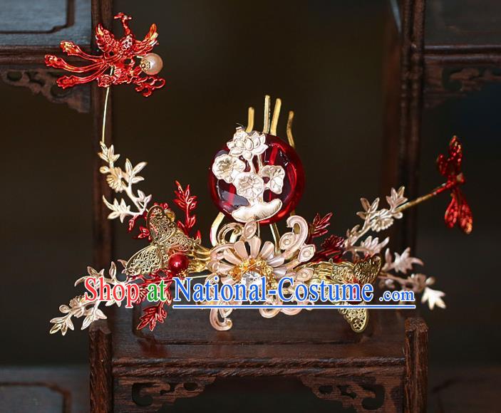 China Traditional Wedding Hair Accessories Bride Hair Combs and Tassel Hairpins Hair Sticks