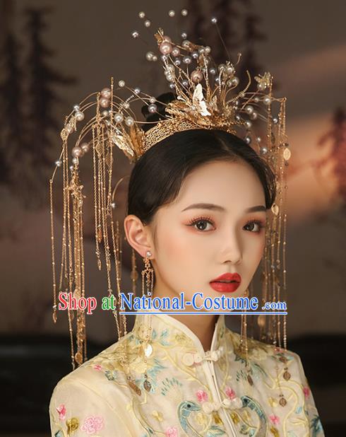 China Traditional Xiuhe Suit Hair Accessories Ancient Wedding Deluxe Phoenix Coronet