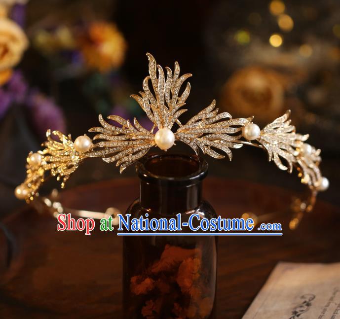 Top Grade Handmade Princess Hair Accessories Halloween Jewelry Ornaments Golden Royal Crown