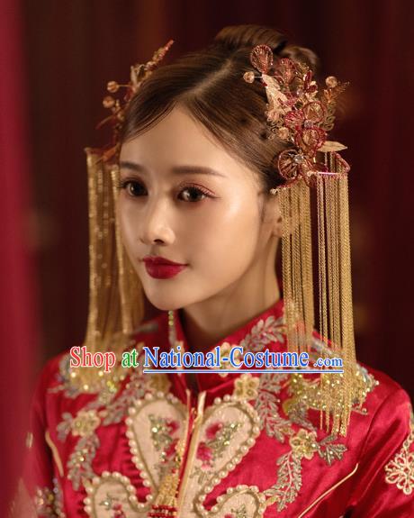 China Traditional Wedding Tassel Hairpins Bride Hair Accessories Hair Sticks