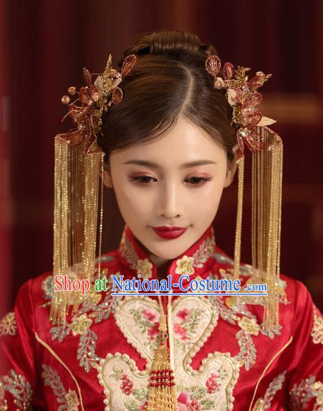 China Traditional Wedding Tassel Hairpins Bride Hair Accessories Hair Sticks