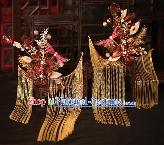 China Traditional Wedding Tassel Hairpins Bride Hair Accessories Hair Sticks