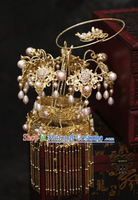 China Golden Tassel Portable Lantern Traditional Wedding Prop Bride Accessories